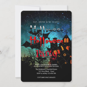 Halloween Party Vintage Gothic,Spider's web Invitation
