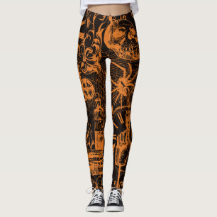 Halloween Party: Vintage Holiday Poster. Leggings