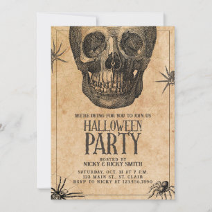 Halloween Party, Vintage Skull, Costume Party Invitation
