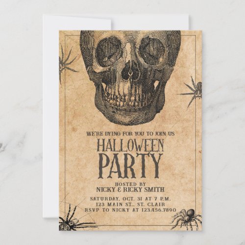 Halloween Party Vintage Skull Costume Party  Invitation