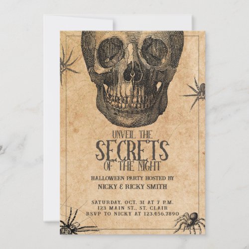 Halloween Party Vintage Skull Costume Party  Invitation