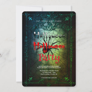 Halloween Party Vintage Spider Web Invitation