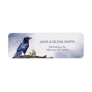 Halloween Party Watercolor Raven Label