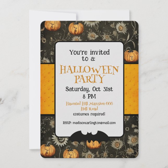 Halloween Party Whimsical Pattern  Invitation (Front)