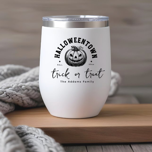 Halloween Party Wicked Pumpkin Trick or Treat Thermal Wine Tumbler (Creator Uploaded)