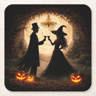 Halloween Party Wine Themed  Square Paper Coaster