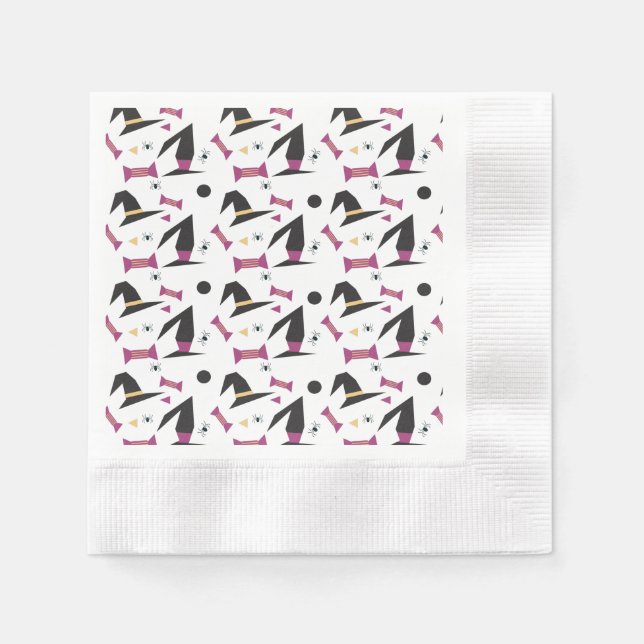 Halloween Party Witch Hat Candy Spiders Napkins (Front)