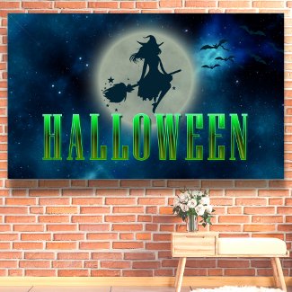 Halloween Party witch moon scary modern typography