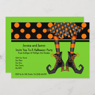Halloween Party Witches Stockings Invitation