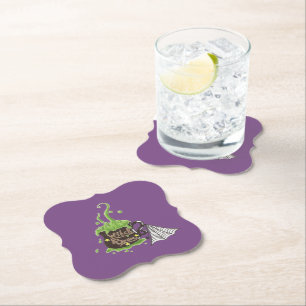 Halloween party witch's brew purple paper coasters