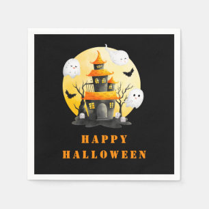Halloween Party with Haunted House and Ghosts Napkins