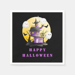 Halloween Party with Haunted House and Ghosts Napkins