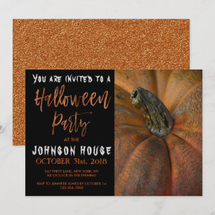 Halloween Party with Modern Orange Typography Invitation
