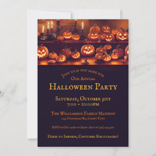 Halloween Party With Pumpkin Lanterns And Candles Invitation