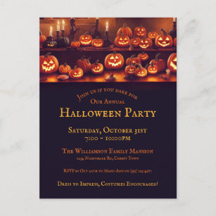 Halloween Party With Pumpkin Lanterns And Candles  Postcard
