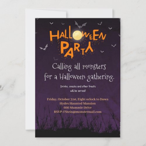 Halloween party yellow cute invitation