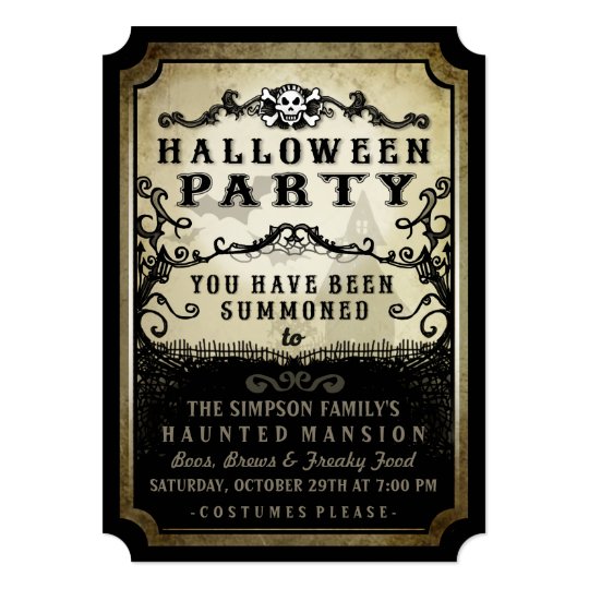 Halloween Party You Have Been Summoned Black & Tan Invitation | Zazzle.com