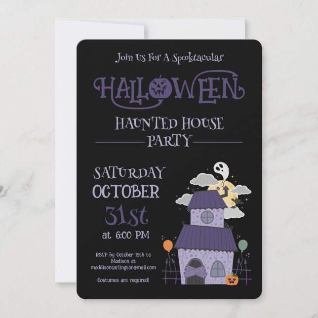 Halloween Pastel Goth Haunted House Party Invitation (Front)