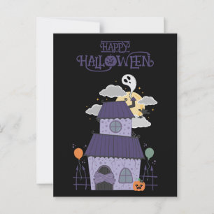 Halloween Pastel Goth Haunted House Postcard