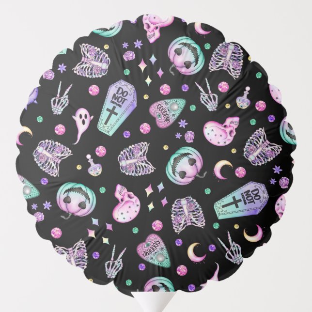 Halloween pastel gothic apothecary and graveyard balloon (Back)