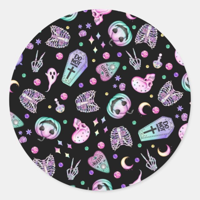 Halloween pastel gothic apothecary and graveyard classic round sticker (Front)
