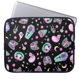 Halloween pastel gothic apothecary and graveyard laptop sleeve