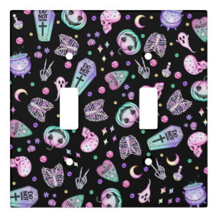 Halloween pastel gothic apothecary and graveyard light switch cover