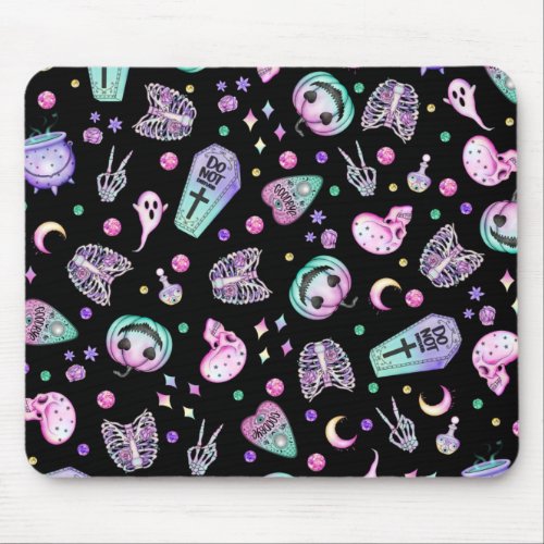 Halloween pastel gothic apothecary and graveyard mouse pad