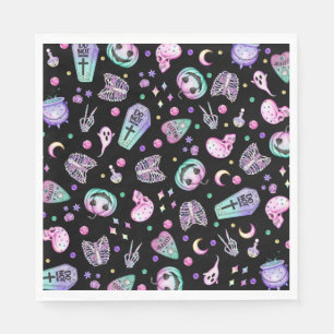 Halloween pastel gothic apothecary and graveyard napkins