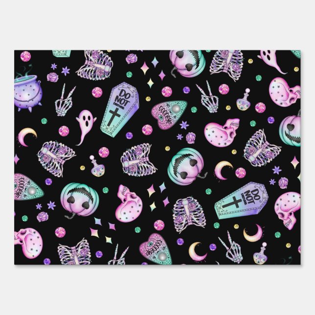 Halloween pastel gothic apothecary and graveyard sign (Back)