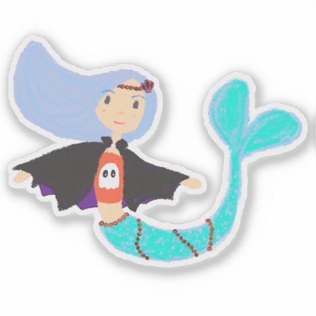 Halloween Pastel Mermaid Vampire Sticker (Front)
