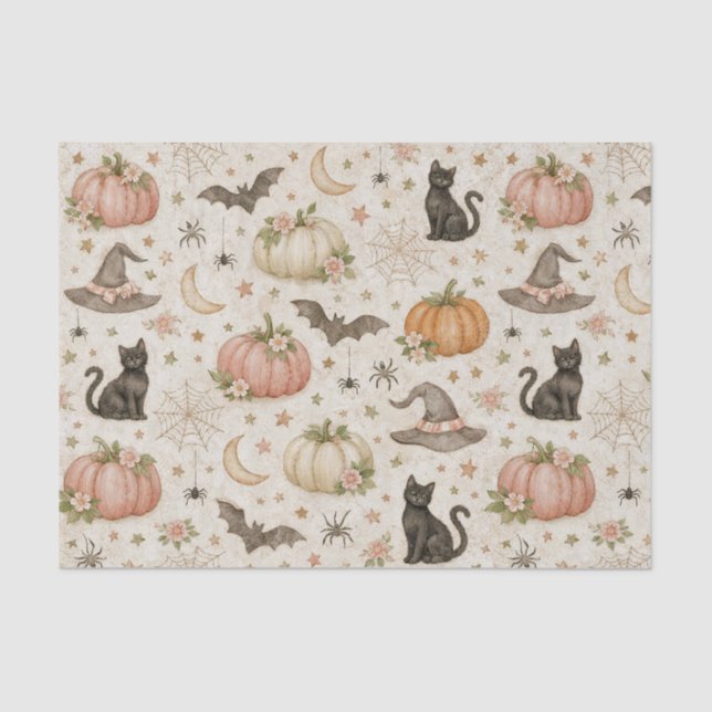 Halloween Pastel Pumpkins Tissue Paper (Front)