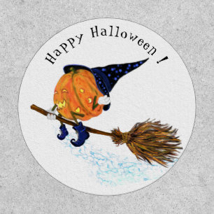 Halloween Patch Witch Pumpkin Flying Broom