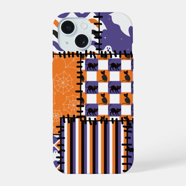 Halloween Patchwork Cats Ghosts Iphone Case (Back)