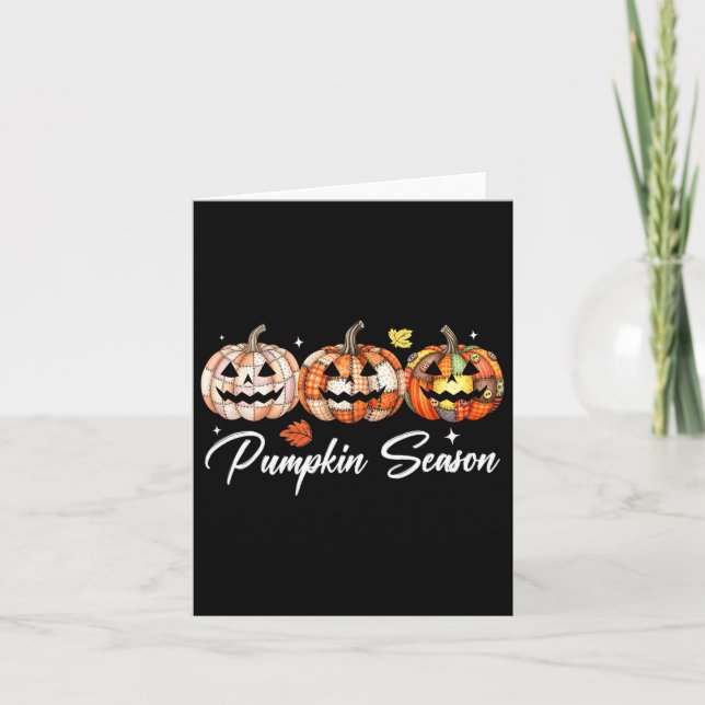 Halloween Patchwork Pumpkin Quilted Fall Aesthetic Card (Front)