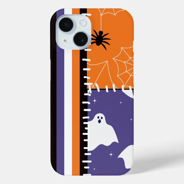 Halloween Patchwork Stripes Ghosts Case-Mate iPhone Case (Back)
