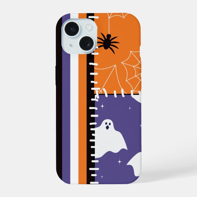 Halloween Patchwork Stripes Ghosts Iphone Case (Back)