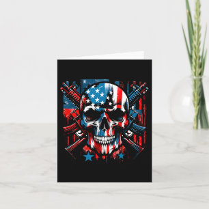 Halloween Patriotic Skeleton American Flag 4th Of Card