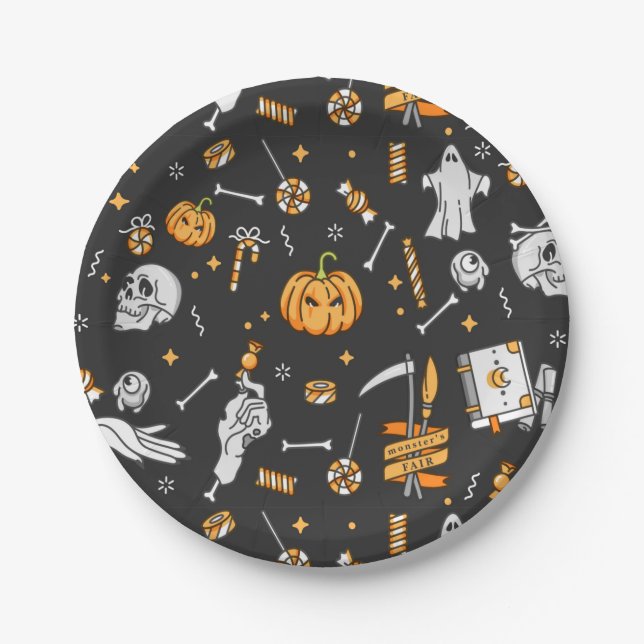 Halloween Pattern 2 Paper Plates (Front)