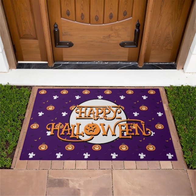 Halloween pattern and message doormat (Outdoor)
