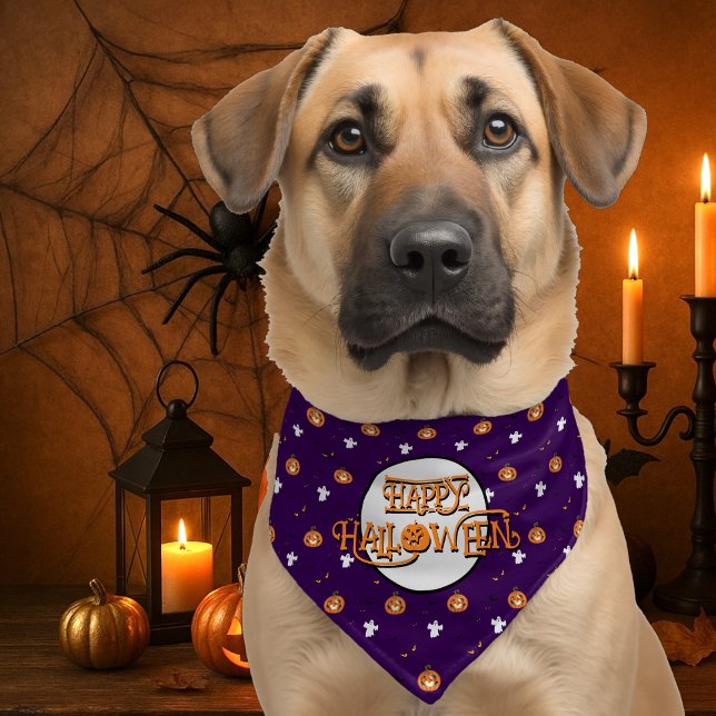 Halloween Pattern and Message Pet Bandana Collar (Creator Uploaded)