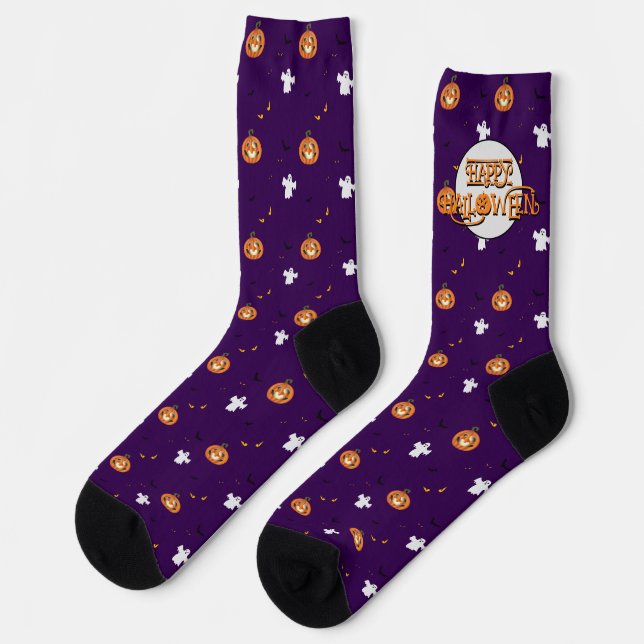 Halloween pattern and message socks (Left)