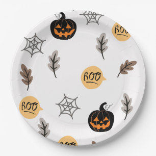 Halloween Pattern Background Paper Plates