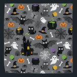 Halloween Pattern Bandana<br><div class="desc">Funny Halloween pattern with bats,  cats,  spiders,  ghosts,  pumpkins,  haunted house,  lollipops.</div>
