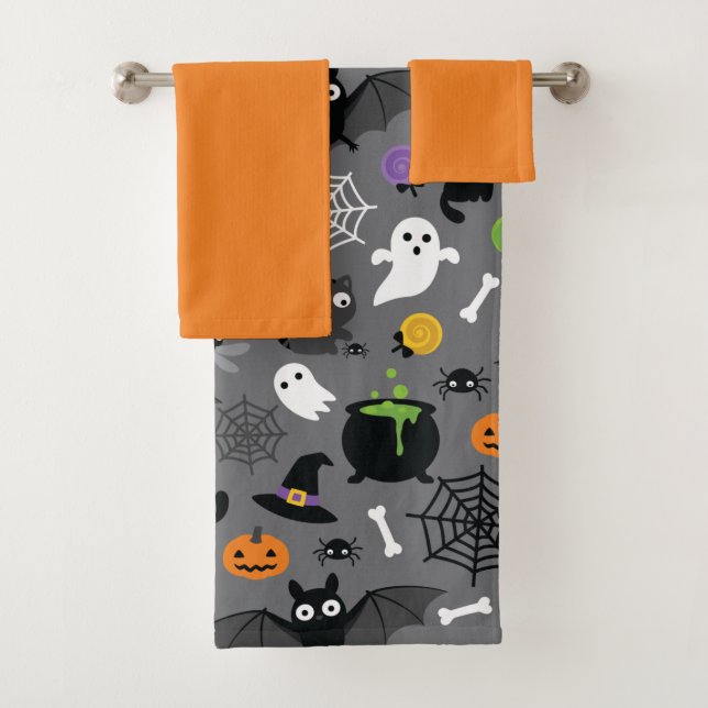 Halloween Pattern Bath Towel Set (Insitu)