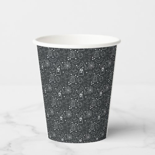 Halloween Pattern Black and White Paper Cups