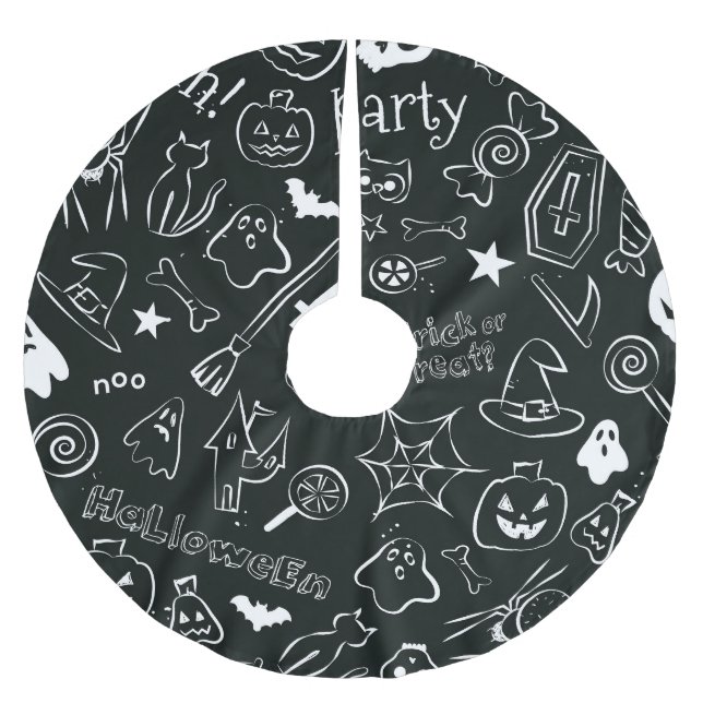 Halloween Pattern Brushed Polyester Tree Skirt (Front)