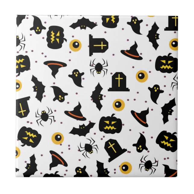 Halloween Pattern Ceramic Tile (Front)