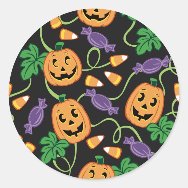 HALLOWEEN PATTERN CLASSIC ROUND STICKER (Front)