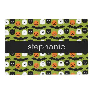 Halloween Pattern - Cute Bat Cat Pumpkin Ghost Placemat